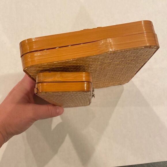 Vintage Lillian Vernon Nesting Pencil Cases Bamboo Cane Woven 2 Pieces - Picture 11 of 12